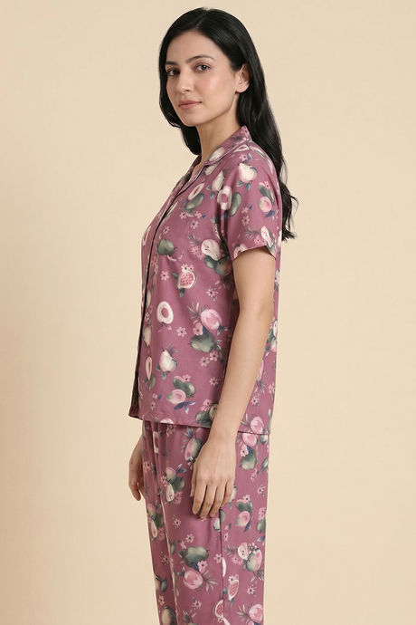 Zivame Buttersoft Fruity Collection Knit Poly Pyjama Set - Mesa Rose — image 4
